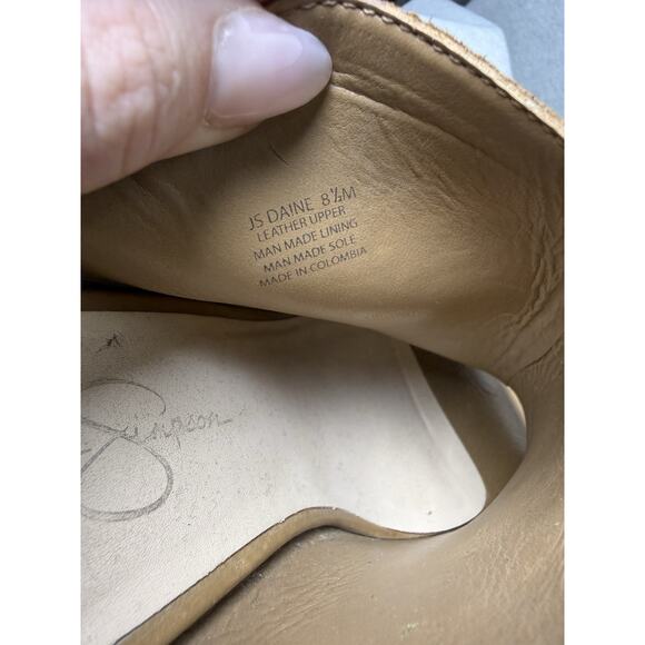 Jessica Simpson Daine Mule Clog Camel Beige Leather Studded Slingback Heel 8.5 - Picture 11 of 14